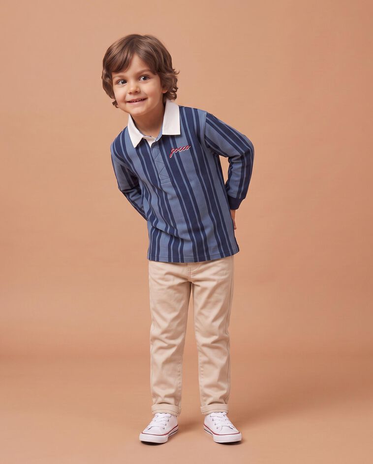 Polo de rayas verticales azul ni&ntilde;o