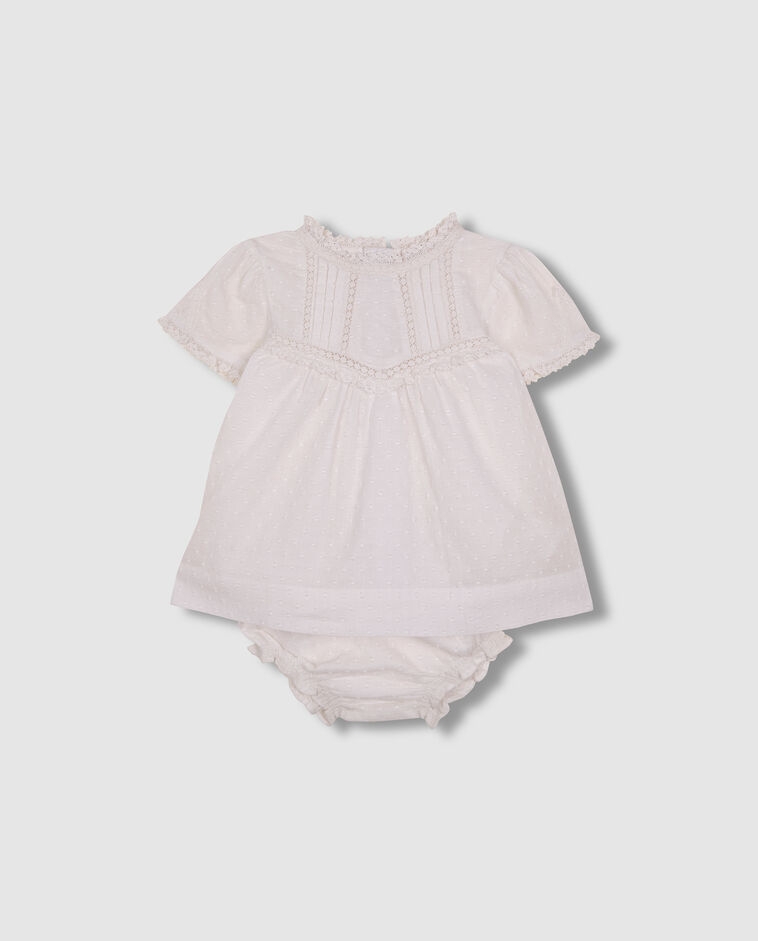 Vestido con tiras bordadas blanco