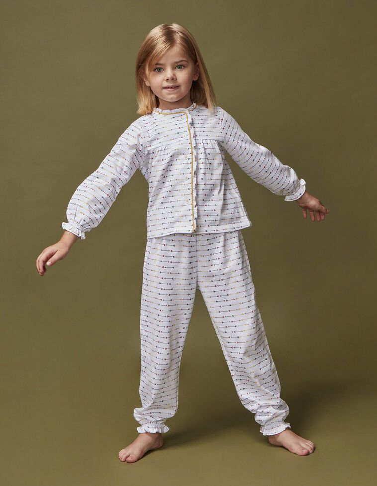 Pijama estampado con vivo a contraste blanco