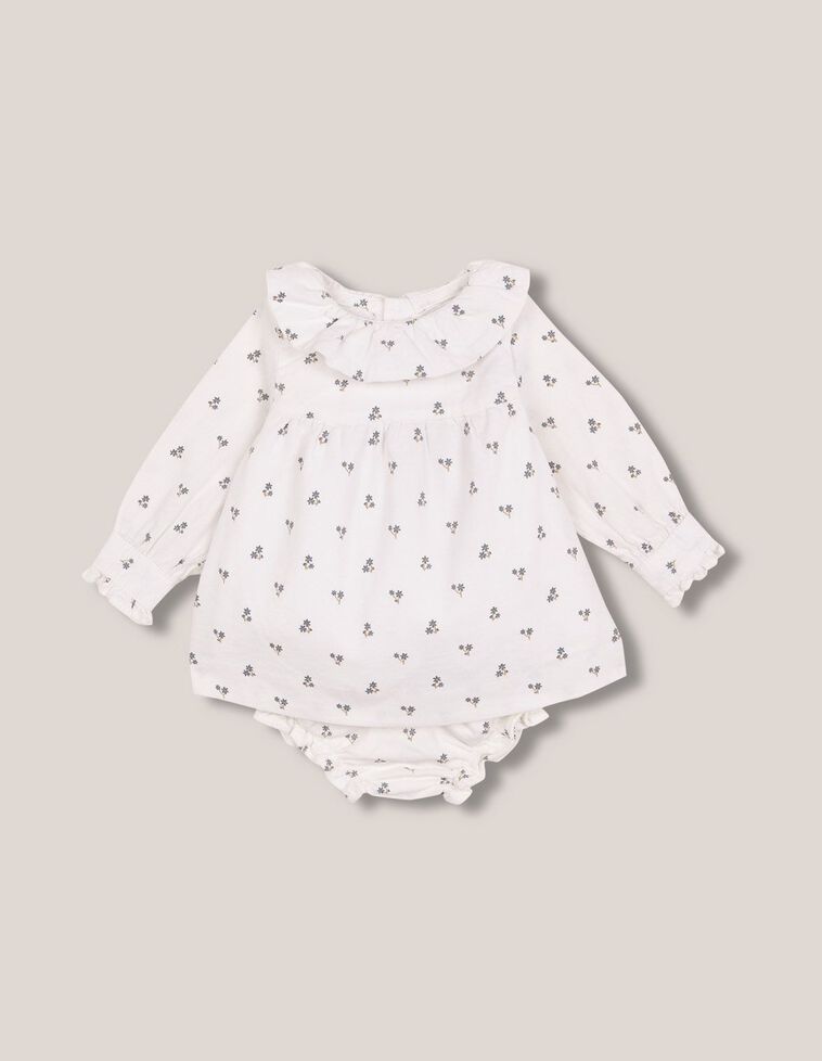 Vestido de pana de flores blanco