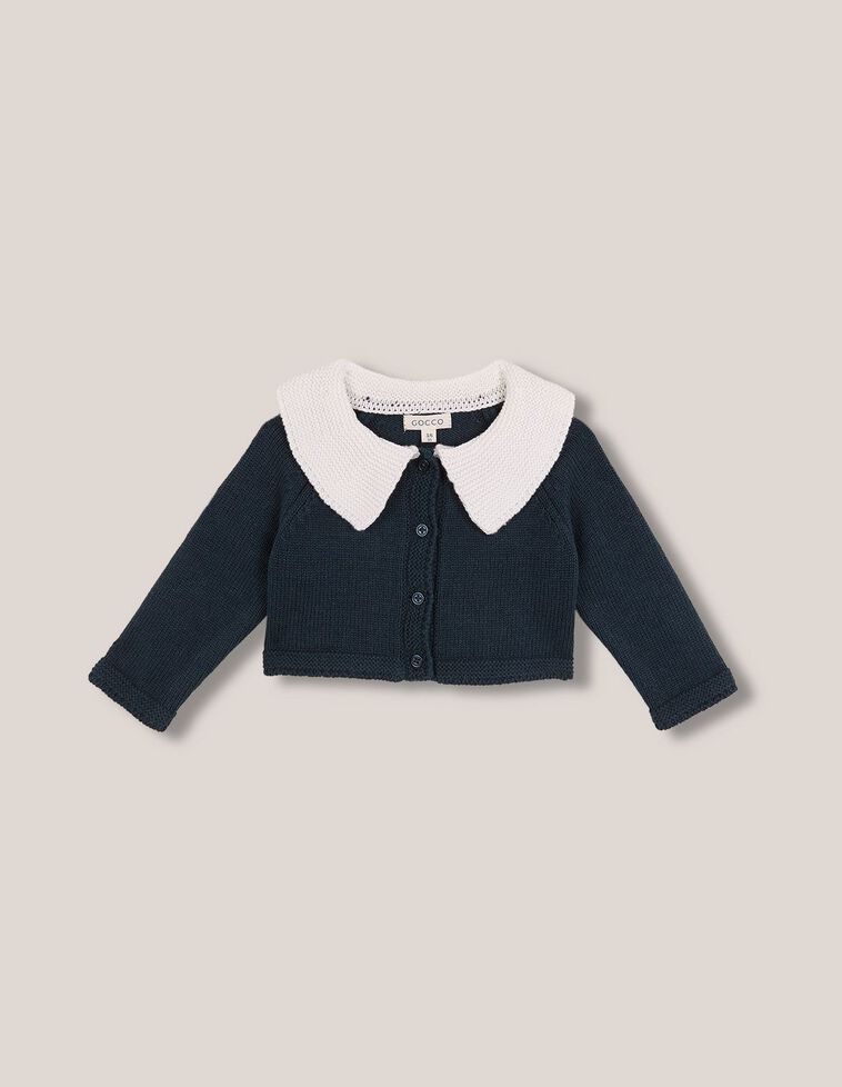 Chaqueta con lana cuello contraste verde petróleo