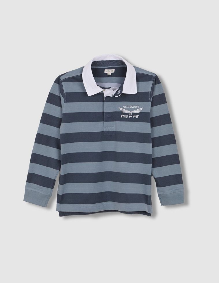 Polo de rayas con print verde