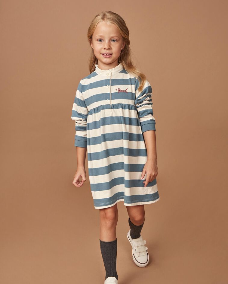 Vestido polo con bordado verde ni&ntilde;a