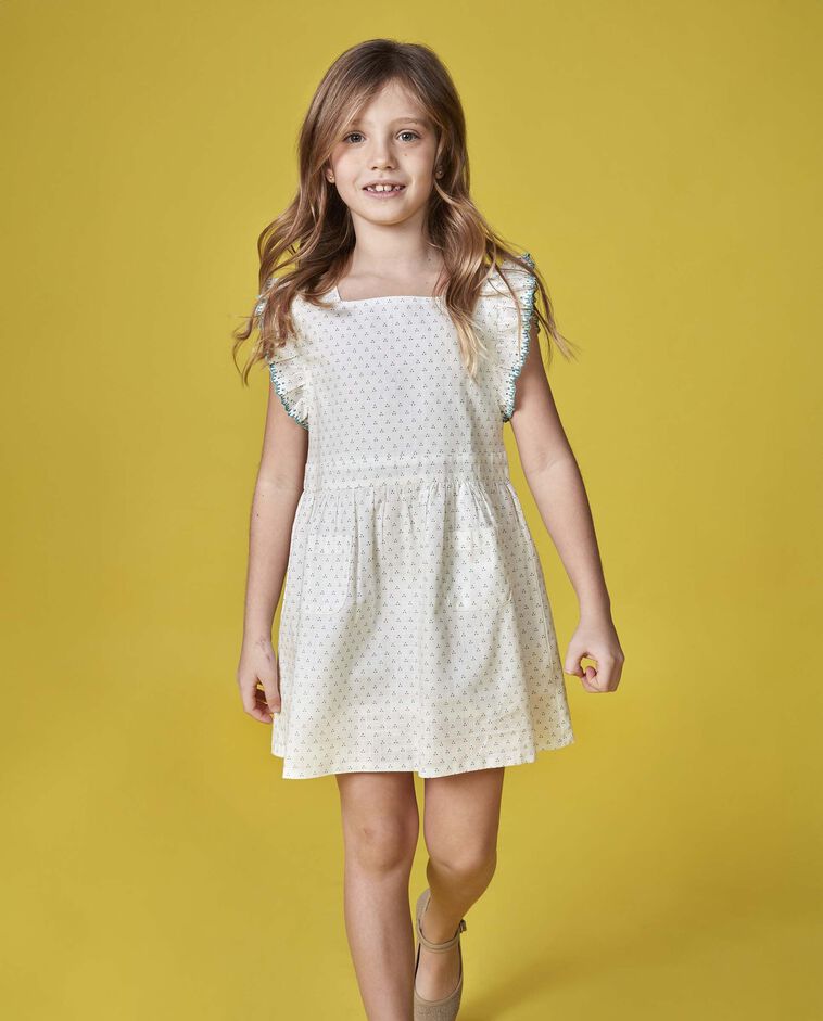 Vestido con lunares peque&ntilde;os con bordado blanco
