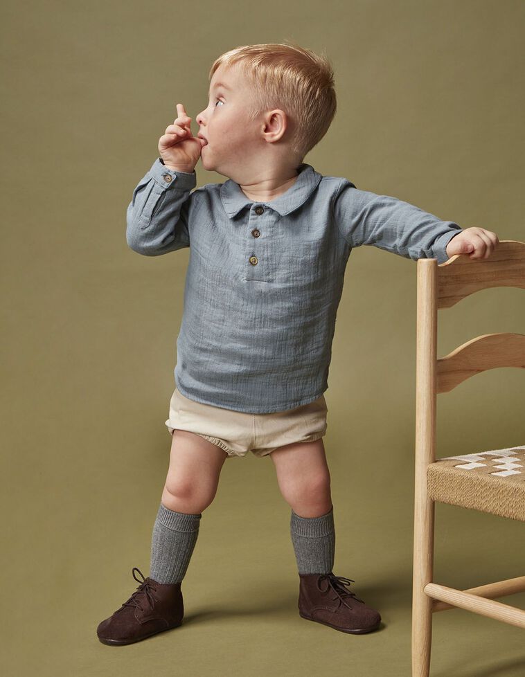 Camisa de gasa azul claro